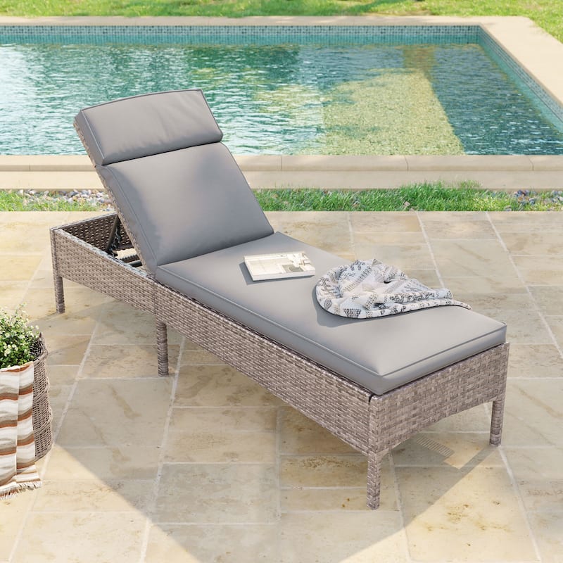 BONOSUKI Lounge Chaise Patio Rattan Chair Adjustable Inclination Angle