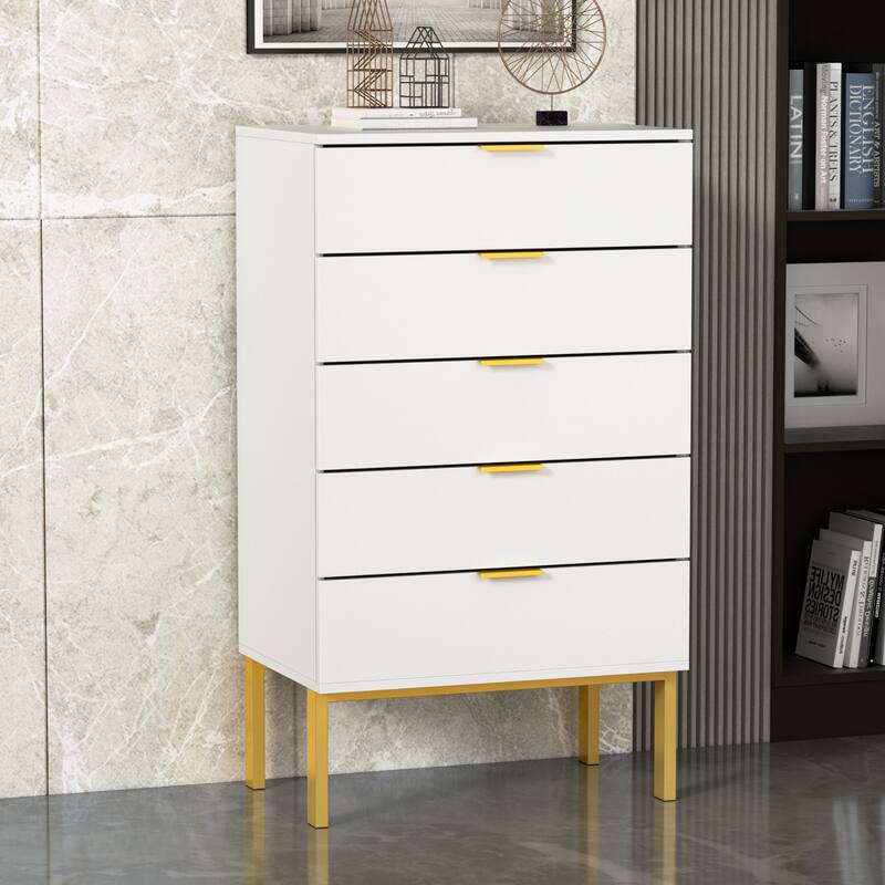 5-drawer Storage Chest Bedroom Nightstand Gadgets Cabinet