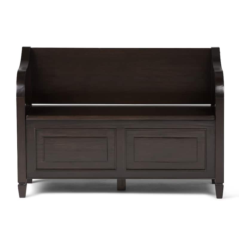 WYNDENHALL Hampshire Solid Wood 42 inch Wide Storage Bench and 40 inch Wide Storage Cabinet in Dark Chestnut Brown