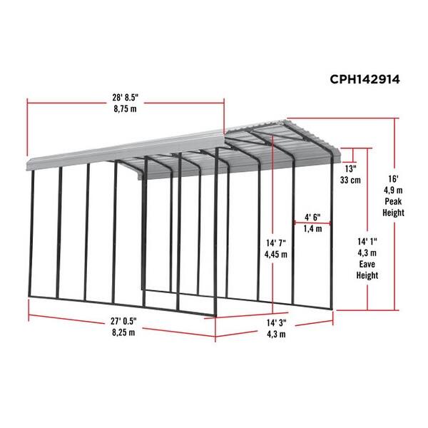 Shop Arrow Heavy Duty Galvanized Steel Metal Rv Carport And Multiuse Shelter Shade For Large Vehicles Eggshell 29 L X 14 W X 14 H On Sale Overstock 31087968