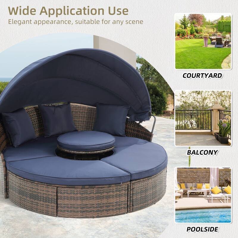 GALDWIN outdoor rattan bed, balcony courtyard sunshade sofa