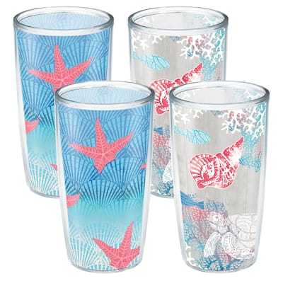 Tervis Ocean Life Dive Made in USA Double Walled Insulated Tumbler, Assorted - 16oz - 4pk - Unlidded