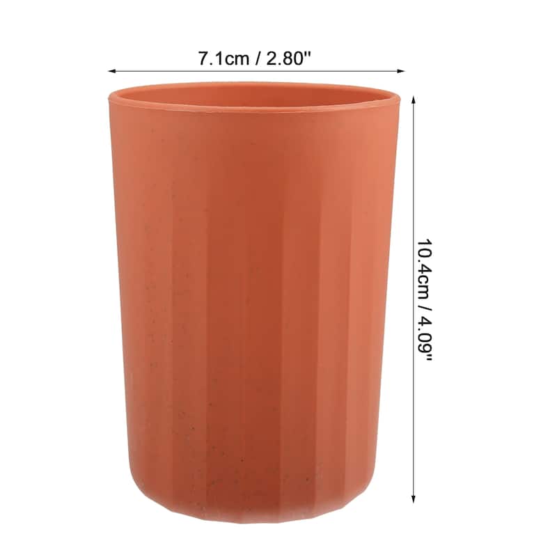 1Pc Bathroom Tumbler with Smooth Lines Wheat Straw Cup Orange 4.09"x2.80"