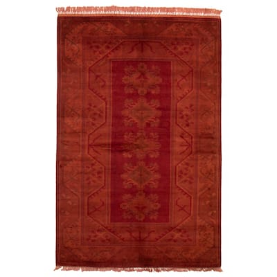 ECARPETGALLERY Hand-knotted Color Transition Dark Copper Wool Rug - 6'5 x 9'8