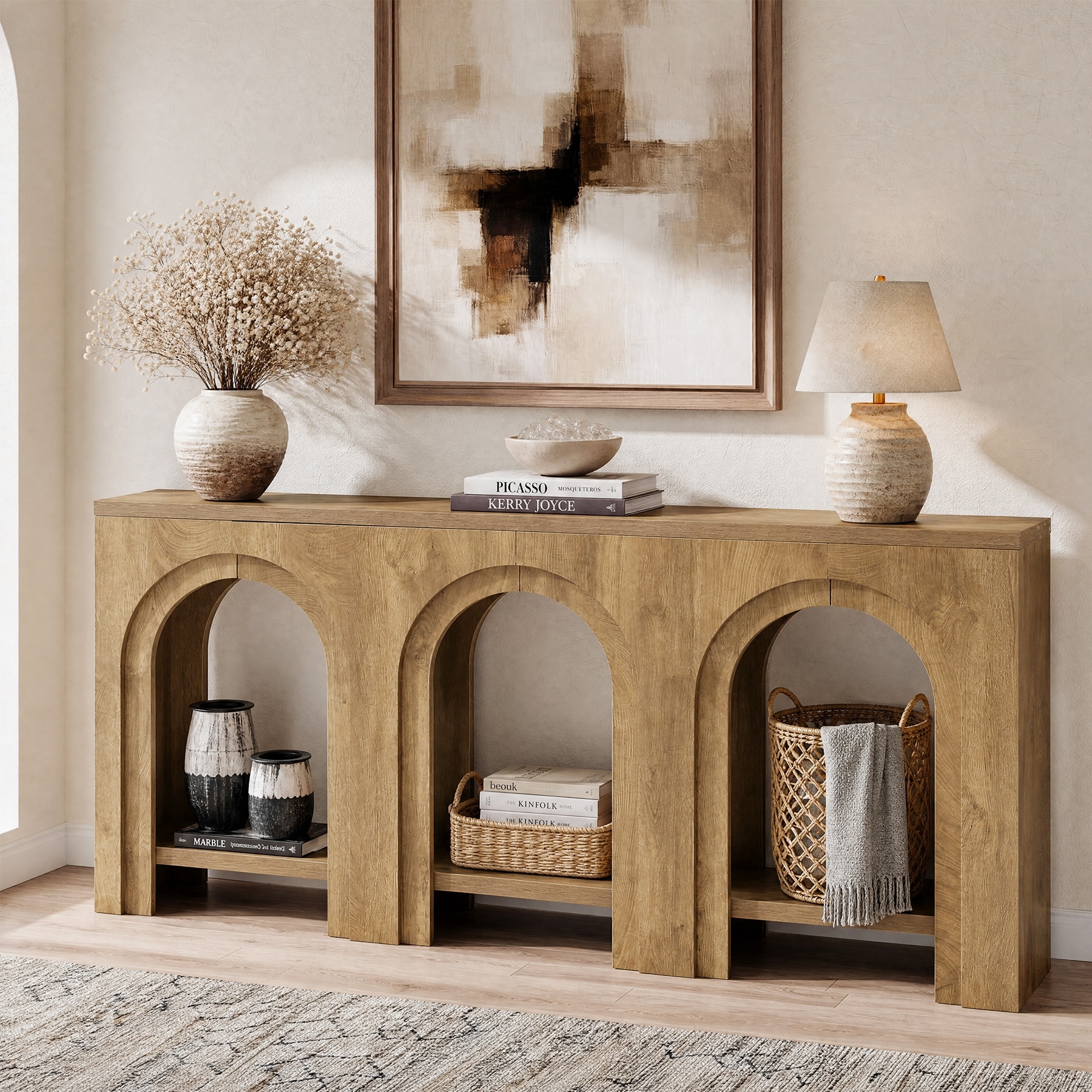 62.99 Inch Entryway Table with Storage Shelf