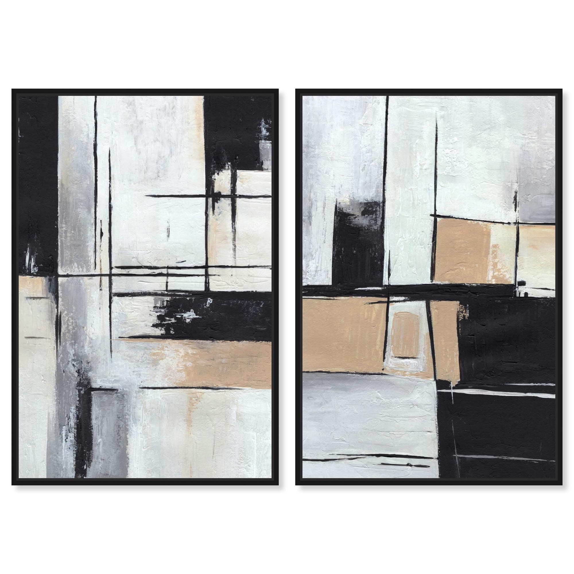 Neutral Luxe Art 2 Panel Set Framed Canvas Print by Art Remedy