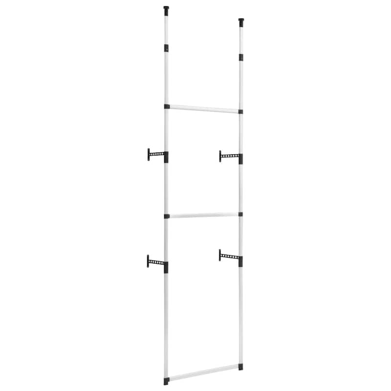 vidaXL Telescopic Wardrobe System with Rods Aluminum - 27.6" x 11.2" x 98.4"-118.1"