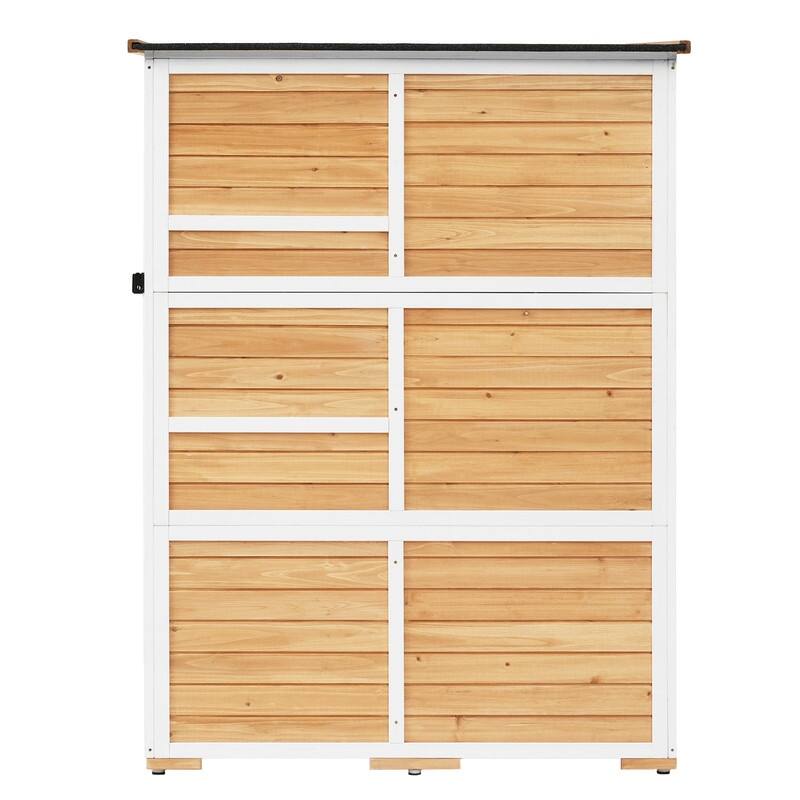 5.5ft x4.1ftWood Storage Shed with Waterproof Asphalt Roof and Four Lockable Doors