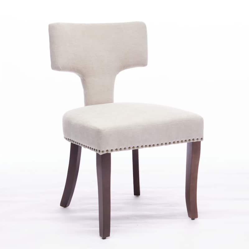 Farmhouse Mid Century Linen Fabric Dining Chairs Set of 2