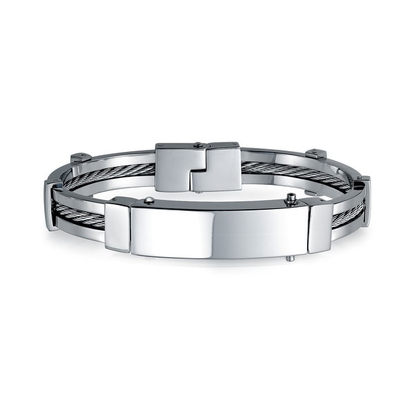 Bling Jewelry Mens 316 Stainless Steel Cable Enclosed Id Bling Jewelry Mens 316 Stainless Steel Cable Enclosed Id Bracelet