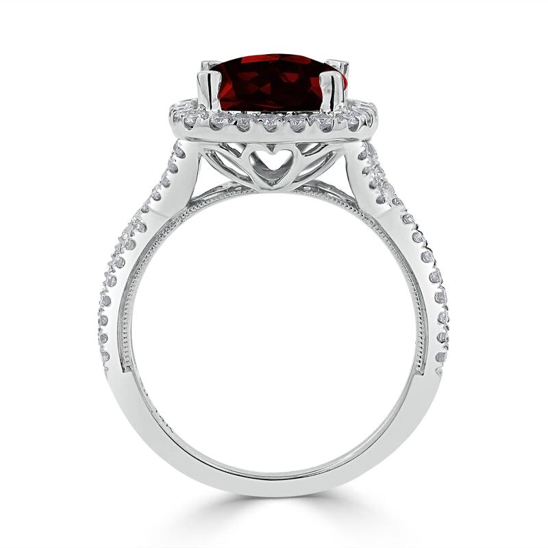 Auriya 3 1/8ct Cushion-cut Garnet and Halo Diamond Engagement Ring 1/2cttw 14k Gold