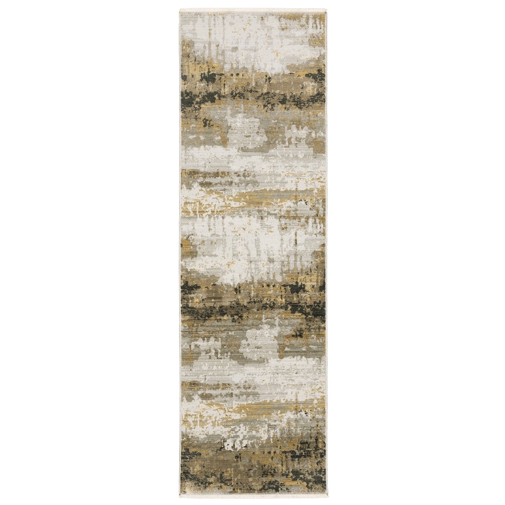 Style Haven Boulevard Power-Loom Recycled P.E.T. Abstract Gold/ Black Rug-