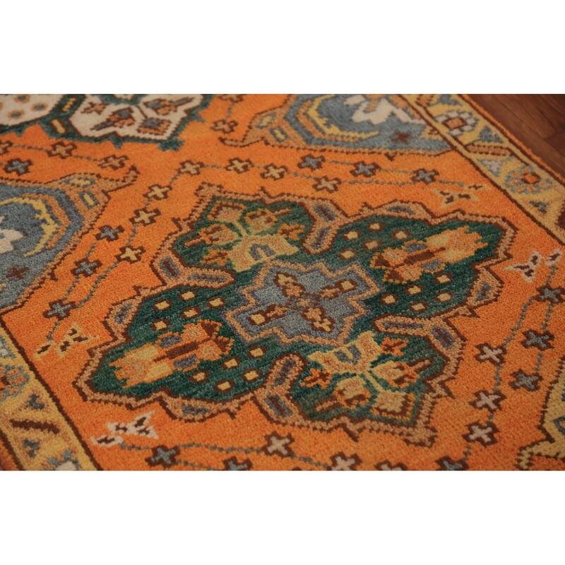 Orange Kazak Indian Runner Rug Hand-Knotted Wool Carpet - 2'6"x 9'11"