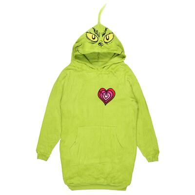 Dr. Seuss GRINCH Women's Grow Your Heart 3 Sizes Adult Hooded Costume Sleep Pajama Nightshirt