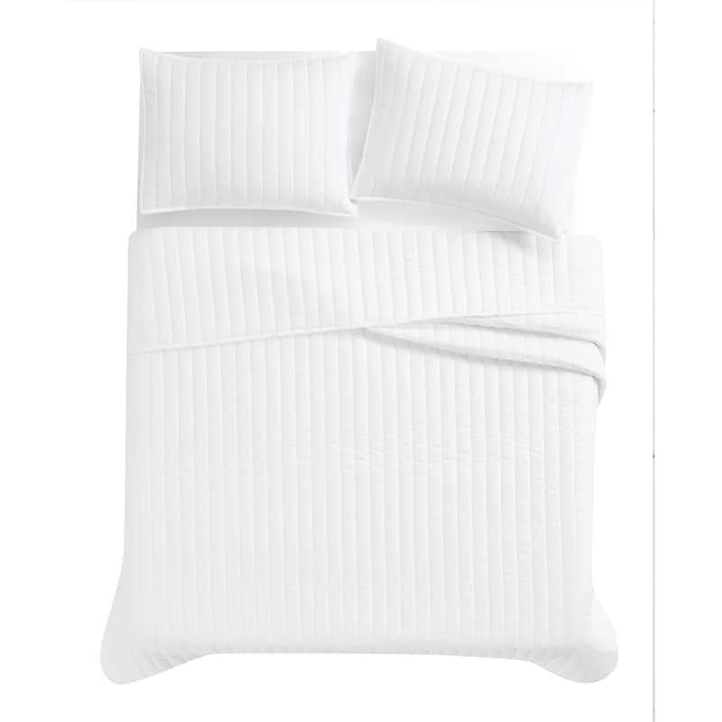 Brooklyn Loom Oversized Cotton Percale 3 Piece Quilt Set