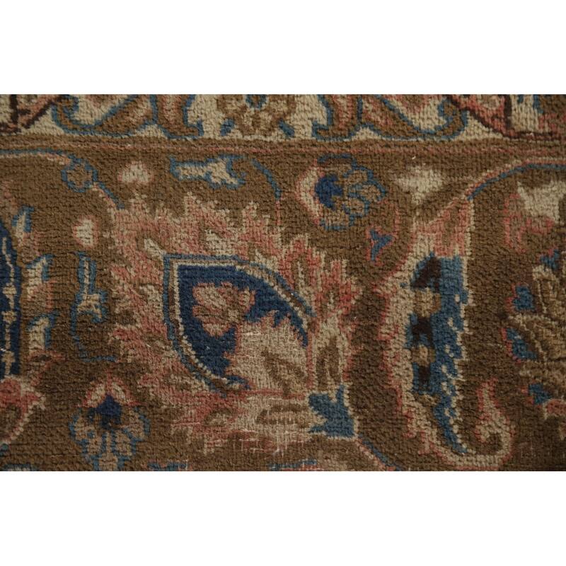 Hand Knotted Oriental 100% Wool Carpet Traditional Floral Pink Mashad Area Rug - 12' 10'' X 9' 7''