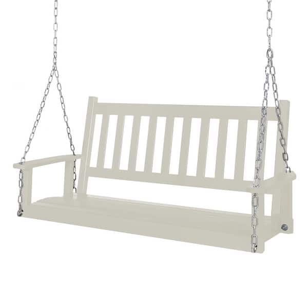 VEIKOUS 4 FT 2-person Natural Wood Outdoor Swing in the Porch