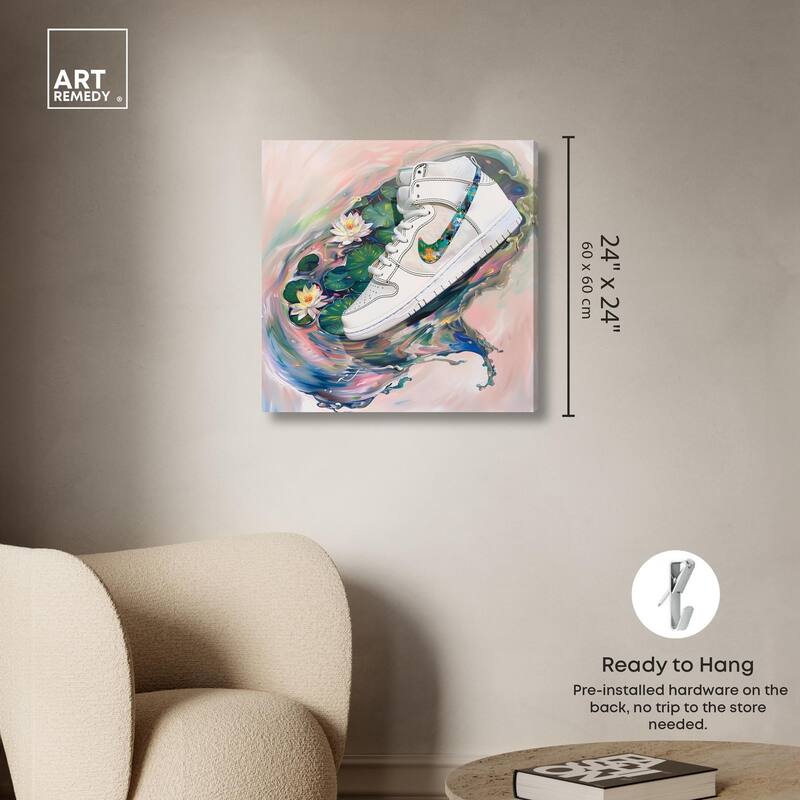 Lilypads Sneaker Splash Canvas by Art Remedy, Gallery Wrapped
