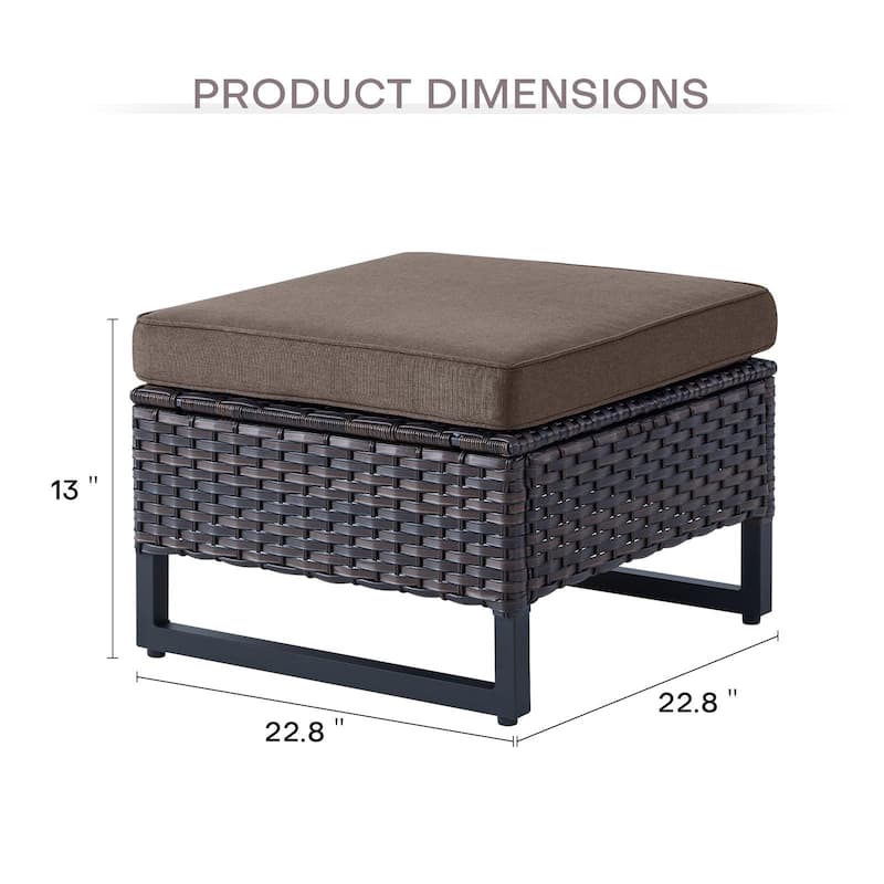 Rattan Patio Chairs with 2 Ottoman - Brown