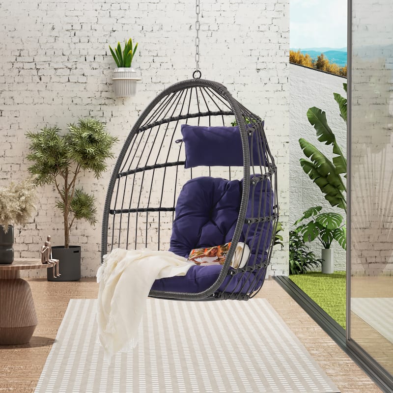 Egg-Shaped Hanging Basket Chair Swing Chairs Outdoor Hanging Egg Chair