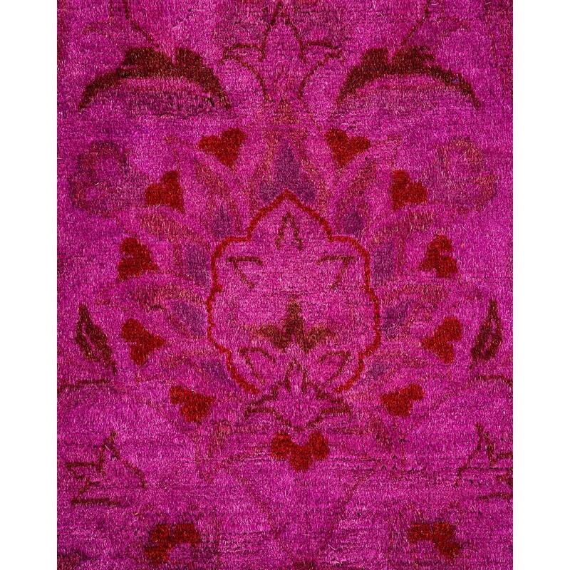 Overton Hand Knotted Wool Vintage Inspired Modern Contemporary Overdyed Pink Square Area Rug - 8' 2" x 8' 5"
