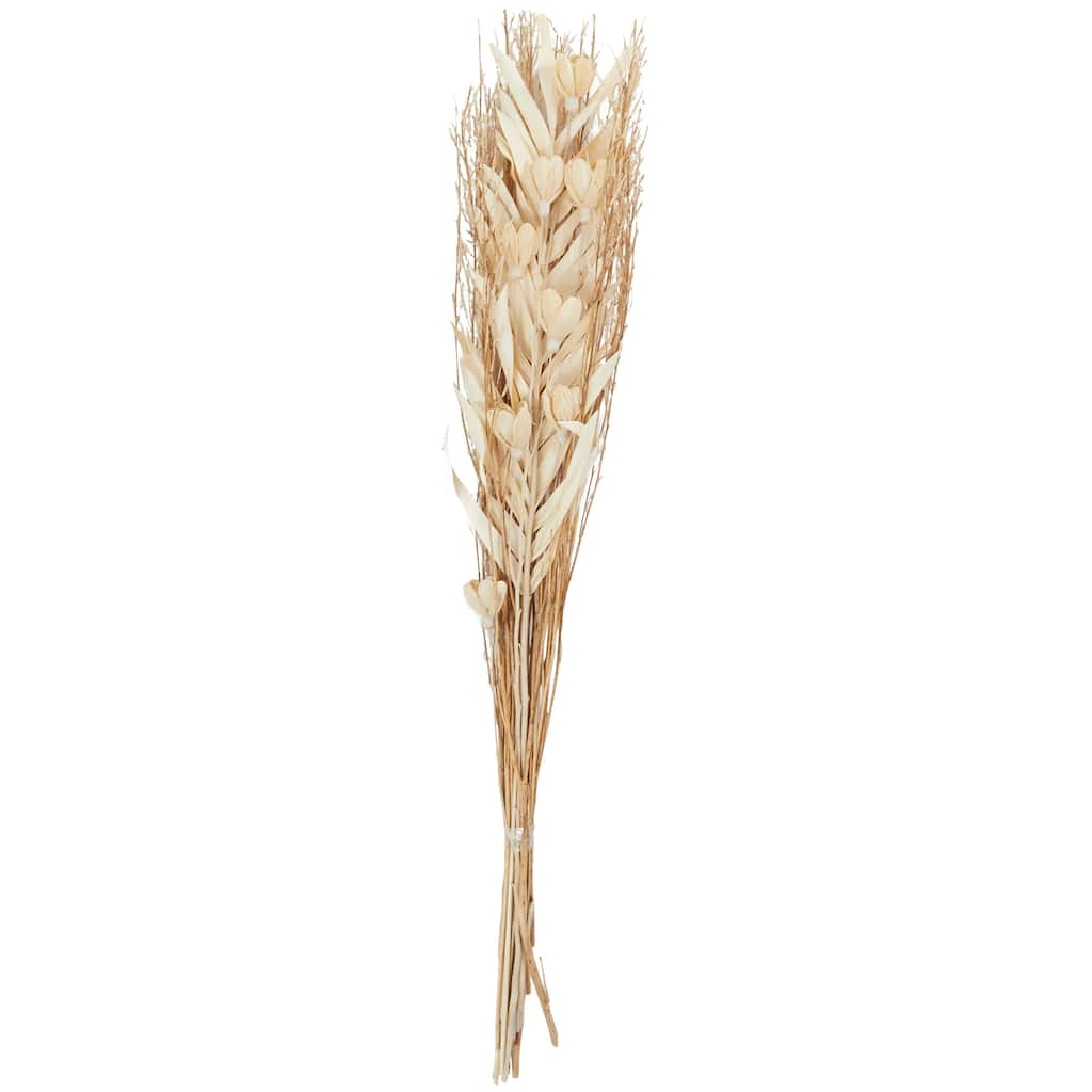 Dried Plant Palm Leaf Handmade Tall Floral Bouquet Natural Foliage with Branches - Cream - Roche River Decor - 4"W x 8"L x 39"H