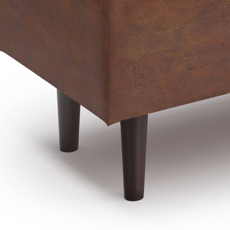 WYNDENHALL Blanchette 48 inch Wide Mid Century Modern Rectangle Storage Ottoman