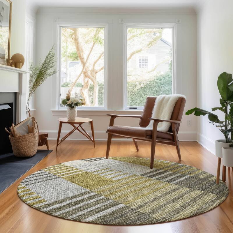 Premium Washable Super Soft Geo Stripe Mayfield Rug - Brown - 8' x 8' - Round