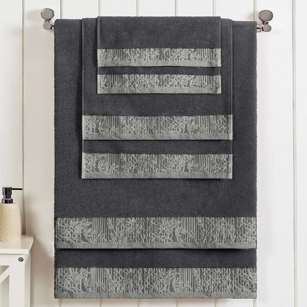 slide 2 of 71, Superior Wisteria Cotton Floral Jacquard 6 Piece Bathroom Towel Set