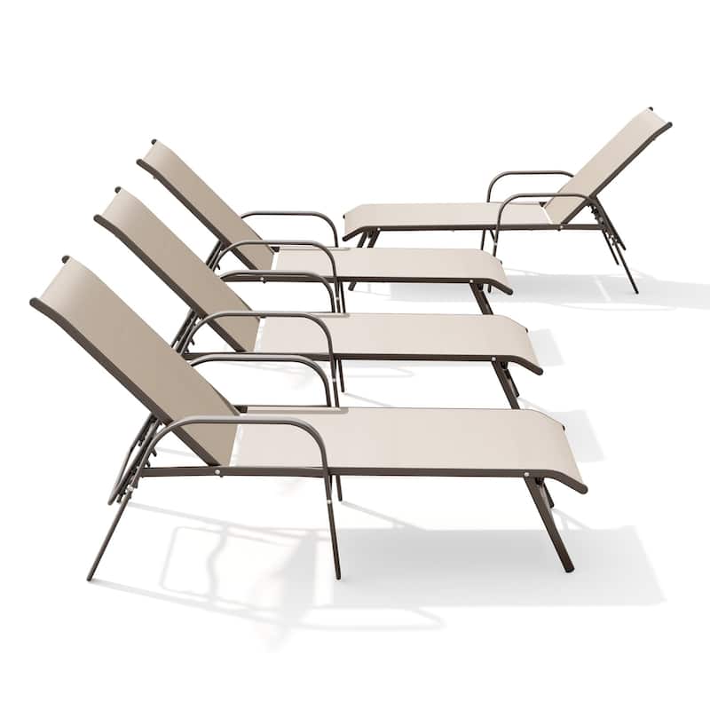 Crestlive Products Outdoor Aluminum Chaise Lounge Chair with Adjustable Backrest - New Upgrade MILANOCHAR - 4PC
