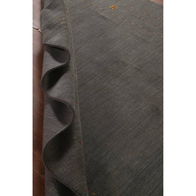 Grey Tribal Gabbeh Oriental Area Rug Handmade Wool Carpet - 6'7"x 9'9"
