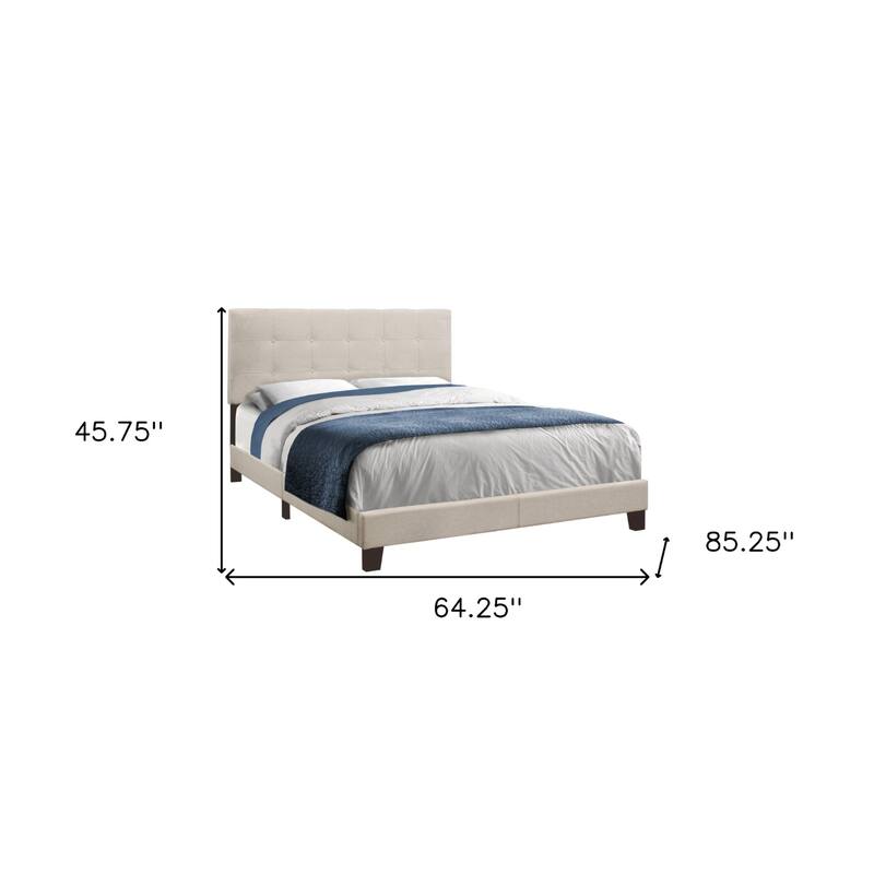 Tufted Upholstered Bed Frame with Wood Base and Headboard