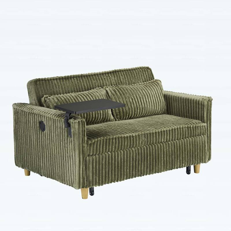 Pull-Out and Push-In Sofa with Movable Tabletop and USB Ports, Ideal for Living Rooms and Bedrooms