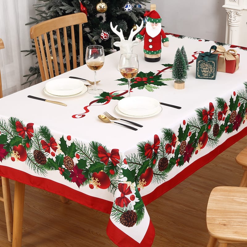Rectangle Christmas Tablecloth, Spill-Proof Circular Table Cover for Xmas Decor - 60"*120"
