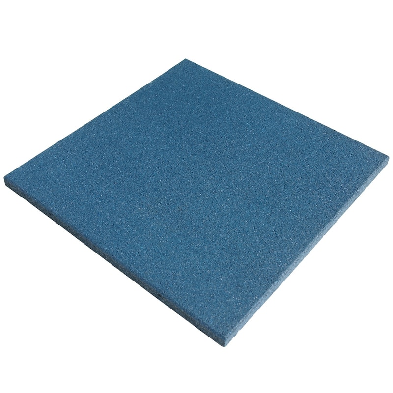 Rubber-Cal "Eco-Sport" 1-inch Interlocking Flooring Tiles - 1 x 20 x 20-inch Rubber Tile - 1 Pack - Blue in Color