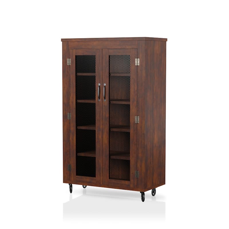 Layson Transitional Walnut 5-shelf Mobile Cabinet by Furniture of America