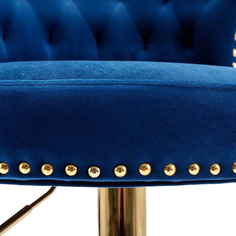 Ergonomic Swivel Bar Stools Set of 2 Adjustable Velvet Accent Chairs