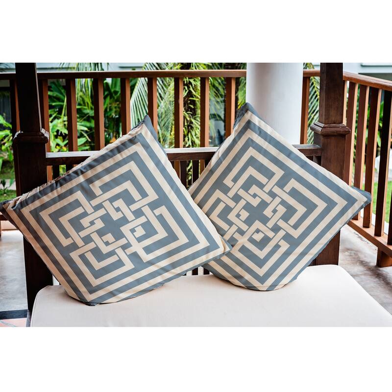 Greek New Key Nautical Indoor/Outdoor Throw Pillow