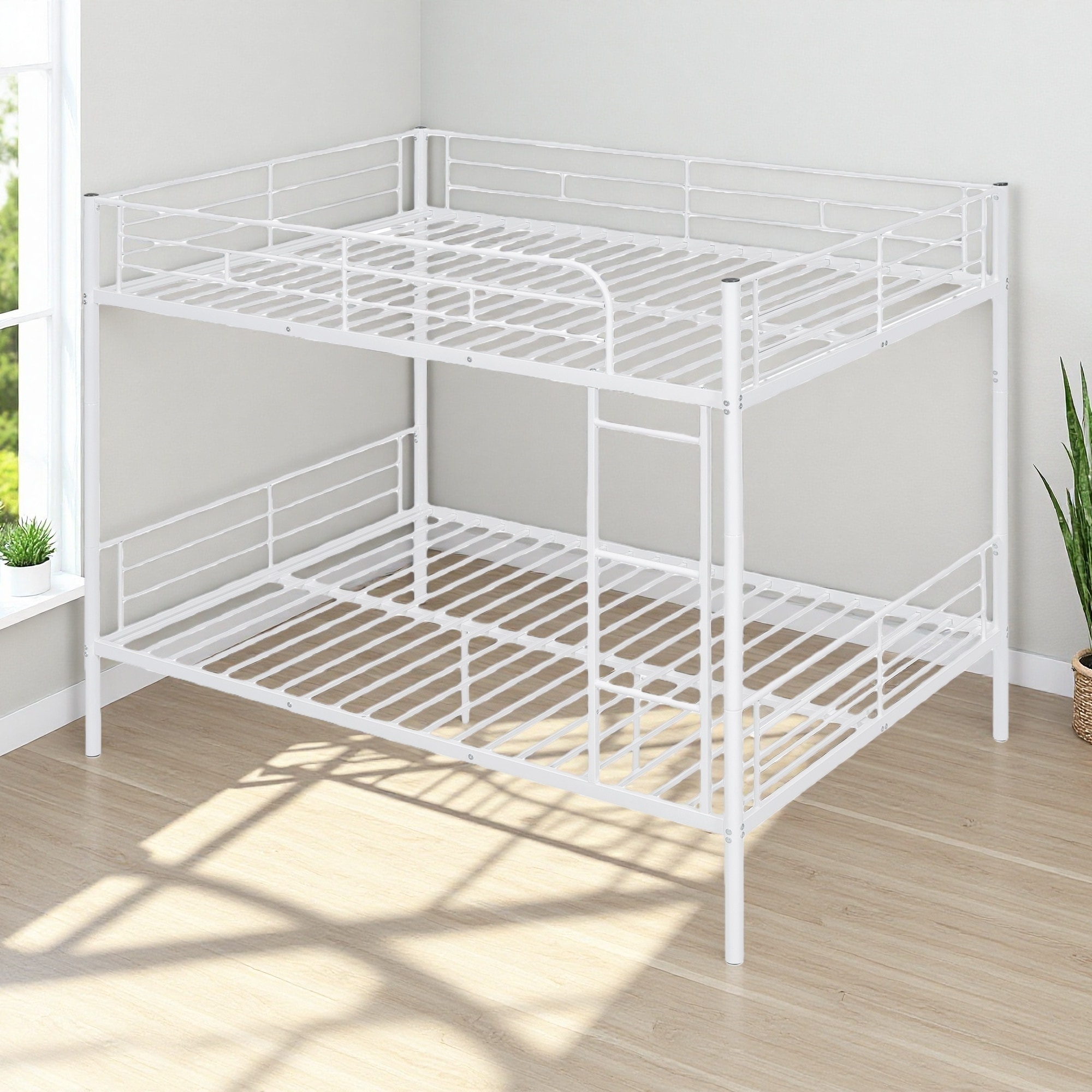 Full over Full Metal Bunk Bed with Guardrails