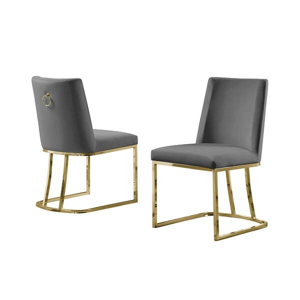 Shop Best Quality Furniture Dining Chair With Gold Stainless Steel Legs Hanging Ring On Back Set Of 2 Overstock 31967271