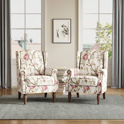 Traditional Nailhead Trim Armchair Accent Chairs Set of 2