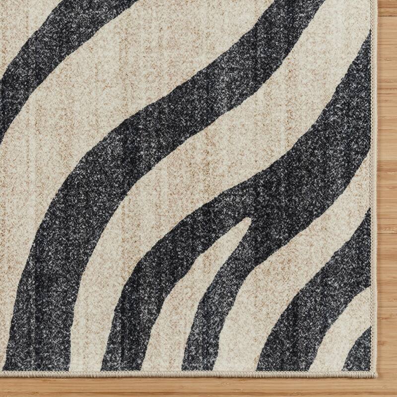 Gertmenian Crystal Print Washable Digital Printed Flat Pile Polyester Slip Resistant Area Rug Collection