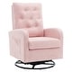 preview thumbnail 41 of 45, HOMYKA Swivel Rocking Upholstered Armchair Nursery Glider Linen Accent Chairs Linen - Pink