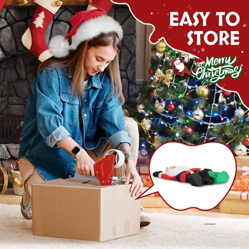 6 FT Lighted Christmas Santa Claus with Large Gift BagInflatable Decoration