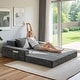 preview thumbnail 25 of 86, Corduroy Loveseat Sofa Bed 4 in 1 Foldable Floor Sofa Couch Convertible Boneless Couch Grey - Large