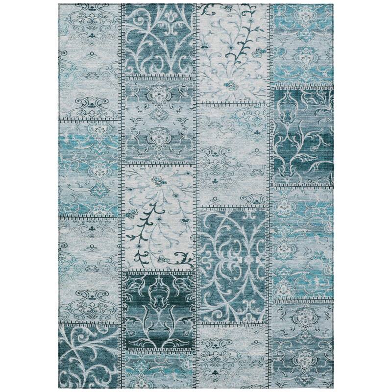 Alfifi Patchwork Weather Resistant Timeless Fusion Round Outdoor Rug