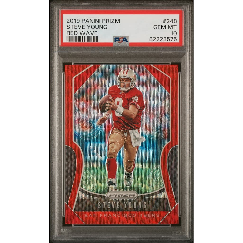 Steve Young 2019 Panini Prizm Red Wave Football Card #248 Graded PSA 10 4/149 - 8'6" x 11'6"