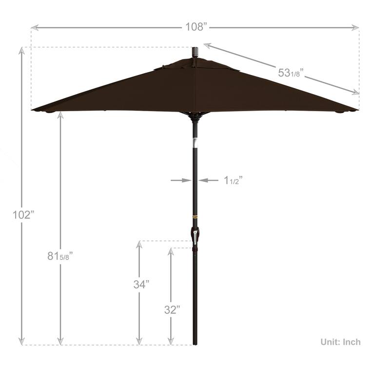 California Umbrella 9-foot Round Crank Lift, Push ButtonTilt, Bronze Frame Finish, Aluminum Patio Umbrella with Sunbrella Fabric