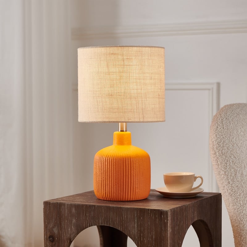 KAWOTI Fluted Ceramic Table Lamp (H18.25" x W10" x D10")