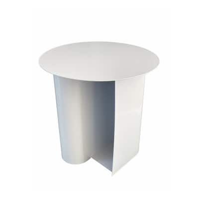 18 in. White Round Metal End Table, Sturdy Build End Side Table for Living Rooms